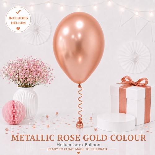 Metallic Rose Gold Helium Latex Balloon Singapore