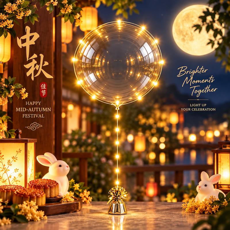 Mid-Autumn Festival Warm Light LED Bubble Helium Balloon Singapore