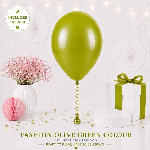 Olive Green Colour Helium Latex Balloon Singapore