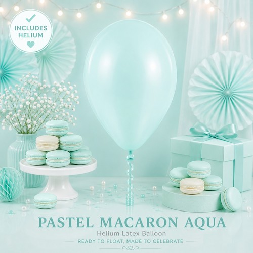Pastel Macaron AQUA Helium Latex Balloon Singapore