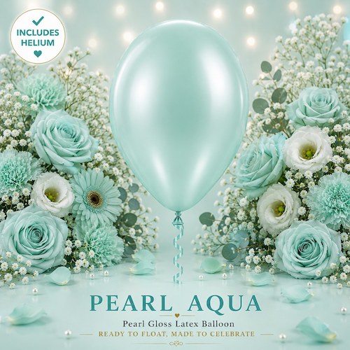 Pearl Aqua Helium Latex Balloon Singapore