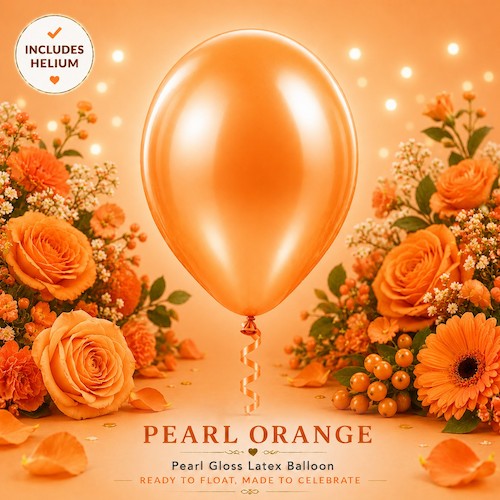 Pearl Orange Helium Latex Balloon Singapore