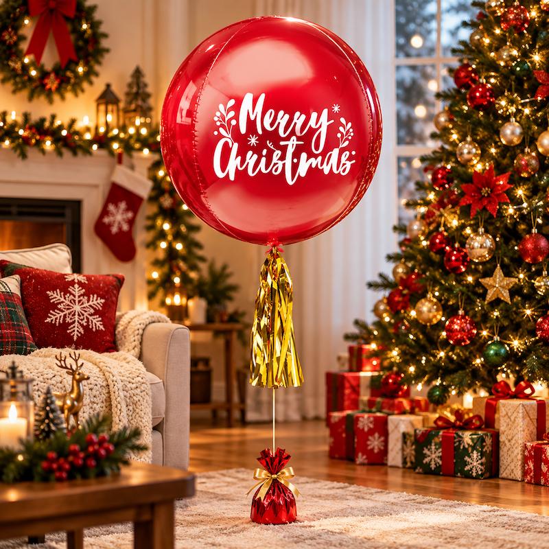 Personalised Merry Christmas ORBZ Helium Balloon Singapore