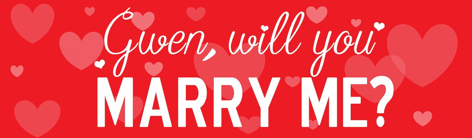 Red Heart Proposal Customized Banner Singapore