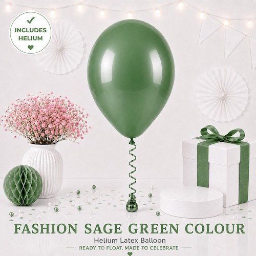 Sage Green Colour Helium Latex Balloon Singapore