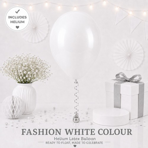 White Colour Helium Latex Balloon Singapore